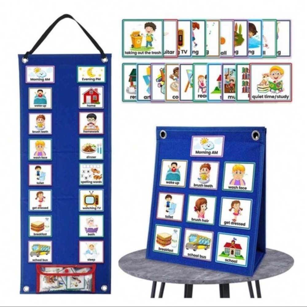 1pc Reusable Daily Schedule Visual Time Table, Routine Work Plan With 70 Picture